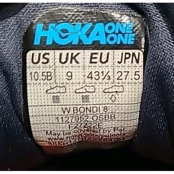 Hoka Bondi 8  Womens Sz 10.5 B‎ Outer Space Bellwether Blue Running 1127952 OSBB - Picture 16 of 16